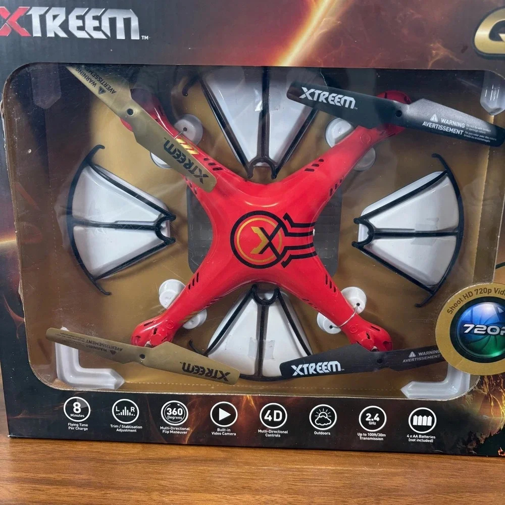 Quad Force Video Drone 4K 720p, SD Card LCD Display. Beginner Drone